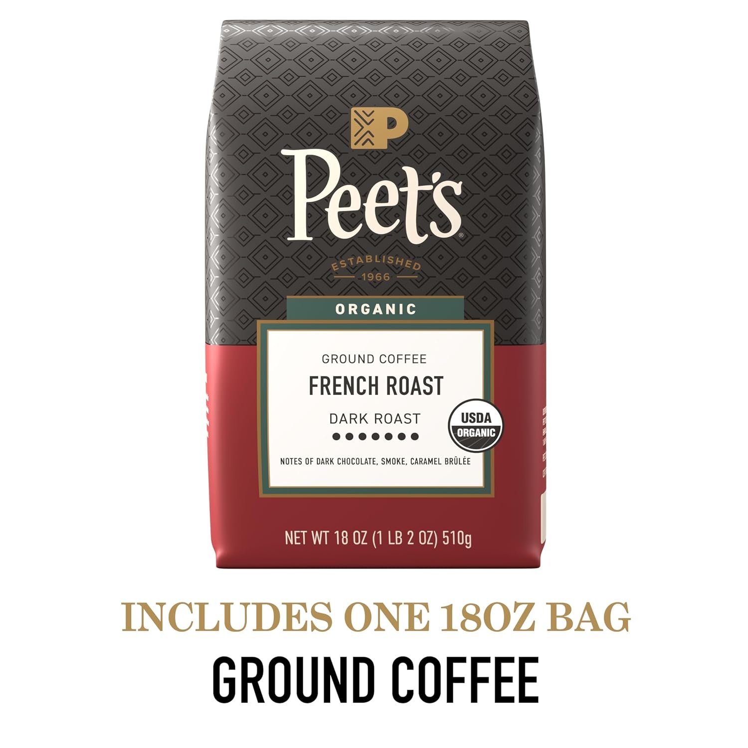 image:imagePeets Coffee USDA Organic Dark Roast Ground Coffee 100 Arabica Coffee French Roast 18 Ounce BagOrganic French Roast