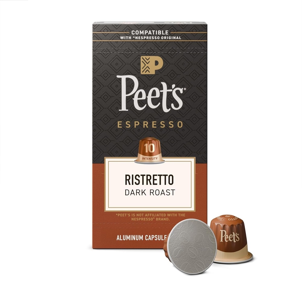 image:imagePeets Coffee Dark Roast Espresso Capsules Compatible with Nespresso Original Machine 100 Arabica Coffee Ristretto Intensity 10 50 Count 5 Boxes of 10 Espresso CapsulesRistretto