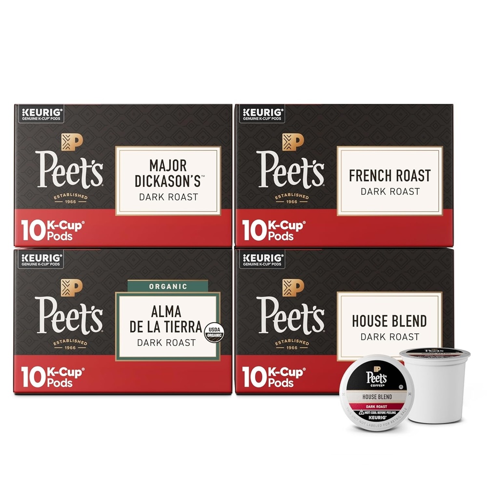 image:imagePeets Coffee Dark Roast Keurig KCup Pods 100 Arabica Coffee French Roast 88 Count 4 Boxes of 22 PodsDark Roast Variety Pack