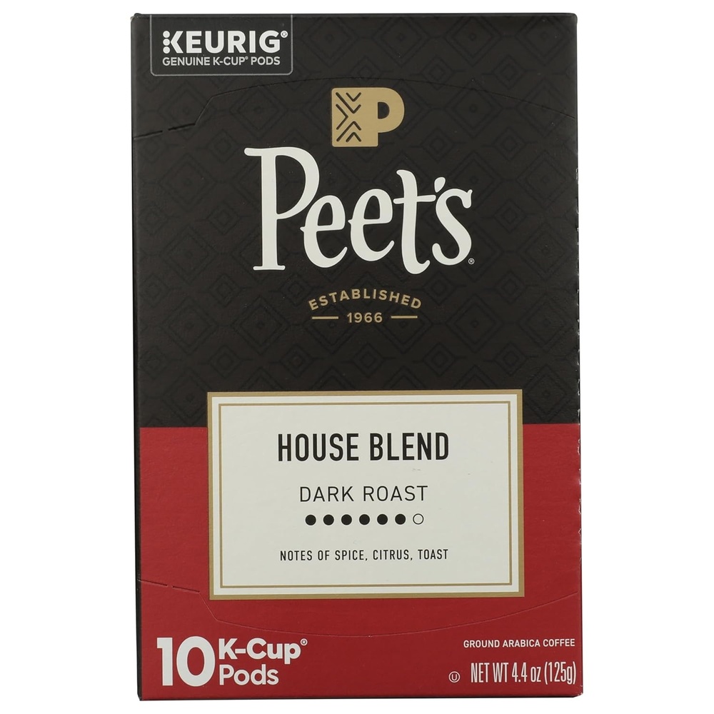 image:imagePeets Coffee Dark Roast Keurig KCup Pods 100 Arabica Coffee French Roast 88 Count 4 Boxes of 22 PodsHouse Blend
