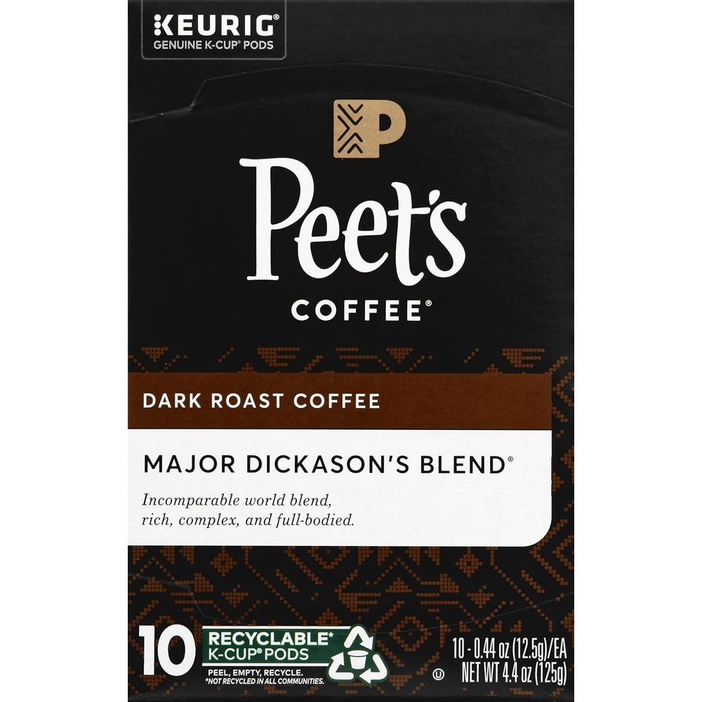 image:imagePeets Coffee Dark Roast Keurig KCup Pods 100 Arabica Coffee  French Roast 88 Count 4 Boxes of 22 PodsMajor Dickasons Blend