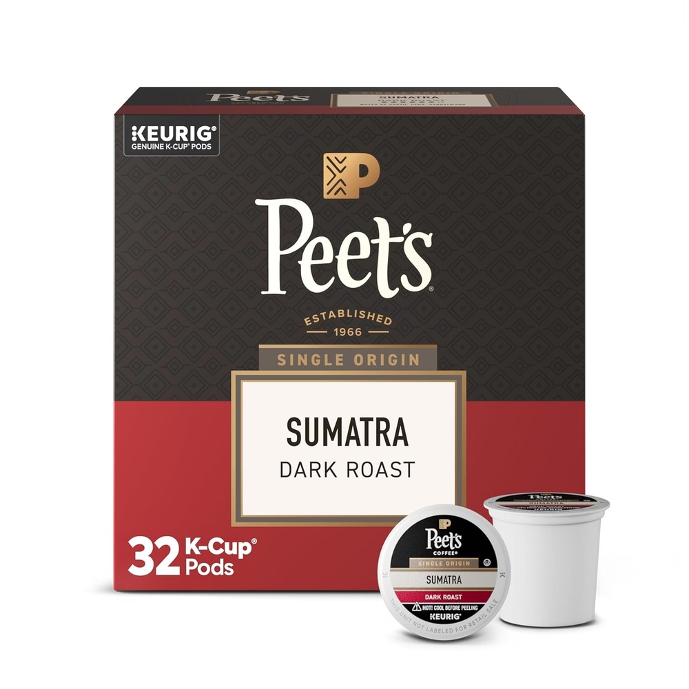 image:imagePeets Coffee Dark Roast Keurig KCup Pods 100 Arabica Coffee French Roast 88 Count 4 Boxes of 22 PodsSingle Origin Sumatra