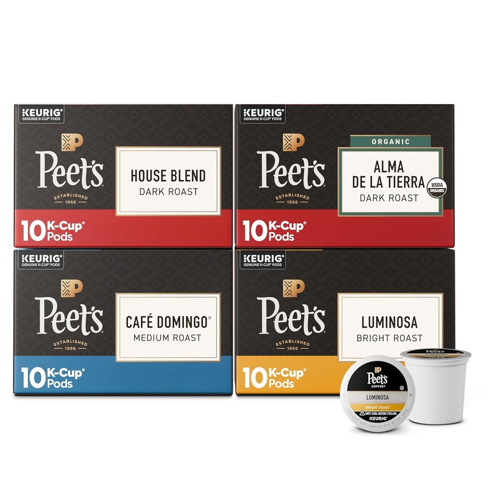 image:imagePeets Coffee Dark Roast Keurig KCup Pods 100 Arabica Coffee French Roast 88 Count 4 Boxes of 22 PodsVariety Pack