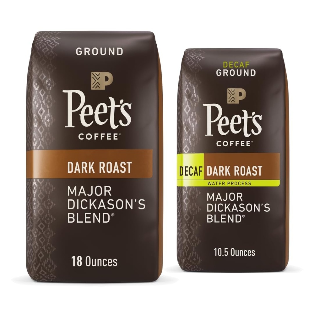 image:imagePeets Coffee Dark Roast and Decaf Ground Coffee Bundle Major Dickasons Blend 18 Ounce 1 Bag of 18 Ounces and Decaf Major Dickasons Blend 105 Ounce 1 Bag of 105 Ounces