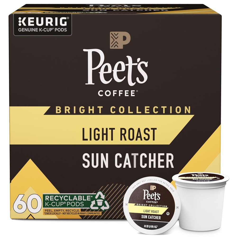 image:imagePeets Coffee Light Roast Keurig KCup Pods 100 Arabica Coffee  Luminosa Breakfast Blend 6 Boxes of 10 KCup PodsSun Catcher
