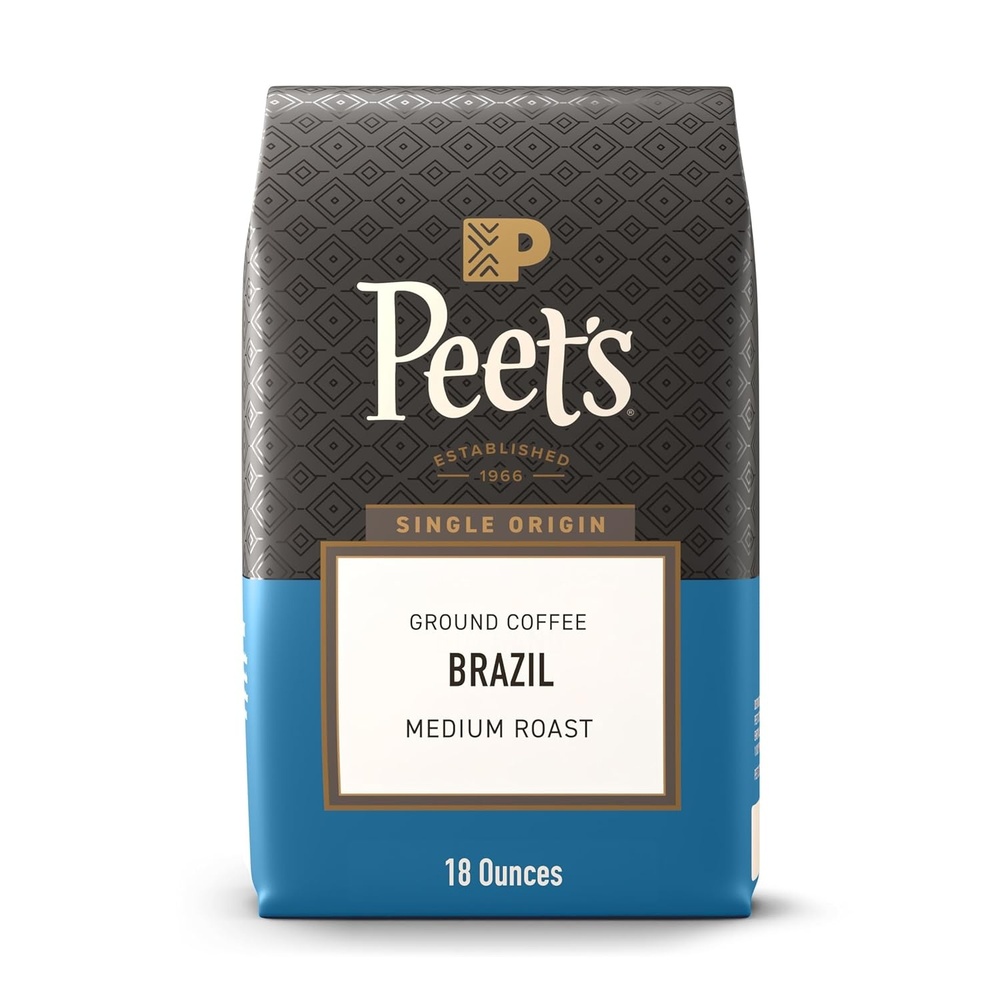 image:imagePeets Coffee Medium Roast Ground Coffee 100 Arabica Coffee Single Origin Brazil 18 Ounce BagBrazil