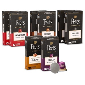 Peet’s Coffee, Dark Roast Espresso Capsules, Compatible with Nespresso Original Machine, 100% Arabica Coffee – Ristretto Intensity 10, 50 Count (5 Boxes of 10 Espresso Capsules)(Medium and Dark Roast Variety Pack)