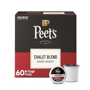 Peet’s Coffee, Dark Roast Keurig K-Cup Pods, 100% Arabica Coffee – French Roast 88 Count (4 Boxes of 22 Pods)(Chalet Blend)