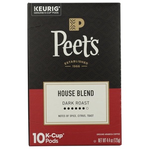 Peet’s Coffee, Dark Roast Keurig K-Cup Pods, 100% Arabica Coffee – French Roast 88 Count (4 Boxes of 22 Pods)(House Blend)