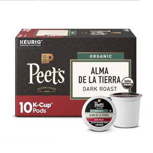 Peet’s Coffee, Dark Roast Keurig K-Cup Pods, 100% Arabica Coffee – French Roast 88 Count (4 Boxes of 22 Pods)(Organic Alma de la Tierra)