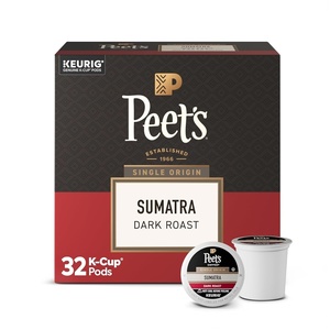Peet’s Coffee, Dark Roast Keurig K-Cup Pods, 100% Arabica Coffee – French Roast 88 Count (4 Boxes of 22 Pods)(Single Origin Sumatra)