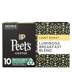 Peet’s Coffee, Light Roast Keurig K-Cup Pods, 100% Arabica Coffee – Luminosa Breakfast Blend (6 Boxes of 10 K-Cup Pods)(Luminosa Breakfast Blend)