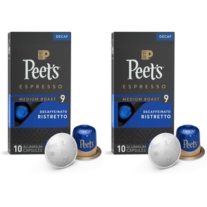 Peet’s Coffee, Medium Roast Decaf Espresso Capsules, Compatible with Nespresso Original Machine, Decaffeinated Arabica Coffee – Decaf Ristretto Intensity 10, 50 CT (5 Boxes of 10 Espresso Capsules)(Decaffeinato Ristretto)