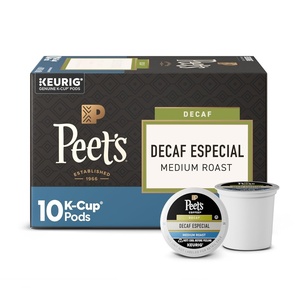 Peet’s Coffee, Medium Roast Decaf Keurig K-Cup Pods, Decaffeinated Arabica Coffee – Decaf Especial 60 Count (6 Boxes of 10 K-Cup Pods)(Decaf Especial)