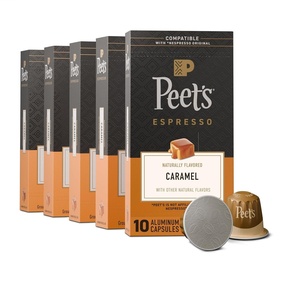 Peet’s Coffee, Medium Roast Espresso Capsules, Compatible with Nespresso Original Machine, 100% Arabica Coffee – Ricchezza Intensity 8, 50 Count (5 Boxes of 10 Espresso Capsules)(Caramel)