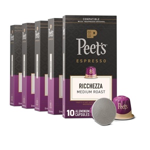 Peet’s Coffee, Medium Roast Espresso Capsules, Compatible with Nespresso Original Machine, 100% Arabica Coffee – Ricchezza Intensity 8, 50 Count (5 Boxes of 10 Espresso Capsules)(Ricchezza)