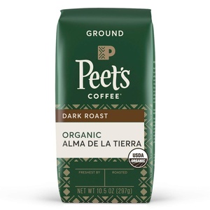 Peet’s Coffee, USDA Organic Dark Roast Ground Coffee, 100% Arabica Coffee – French Roast 18 Ounce Bag(Organic Alma de la Tierra)